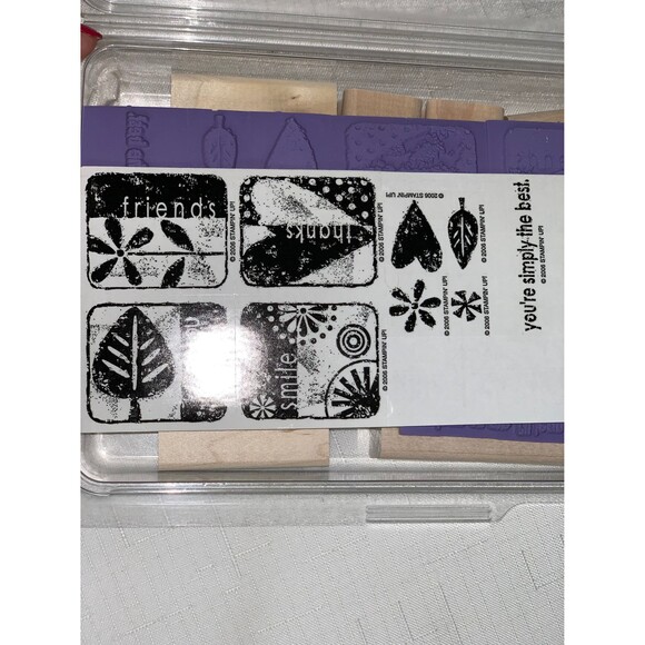Stampin Up set Rare Discontinued Simply Best Wooden Rubber Card Craft scrapbook - Picture 5 of 5